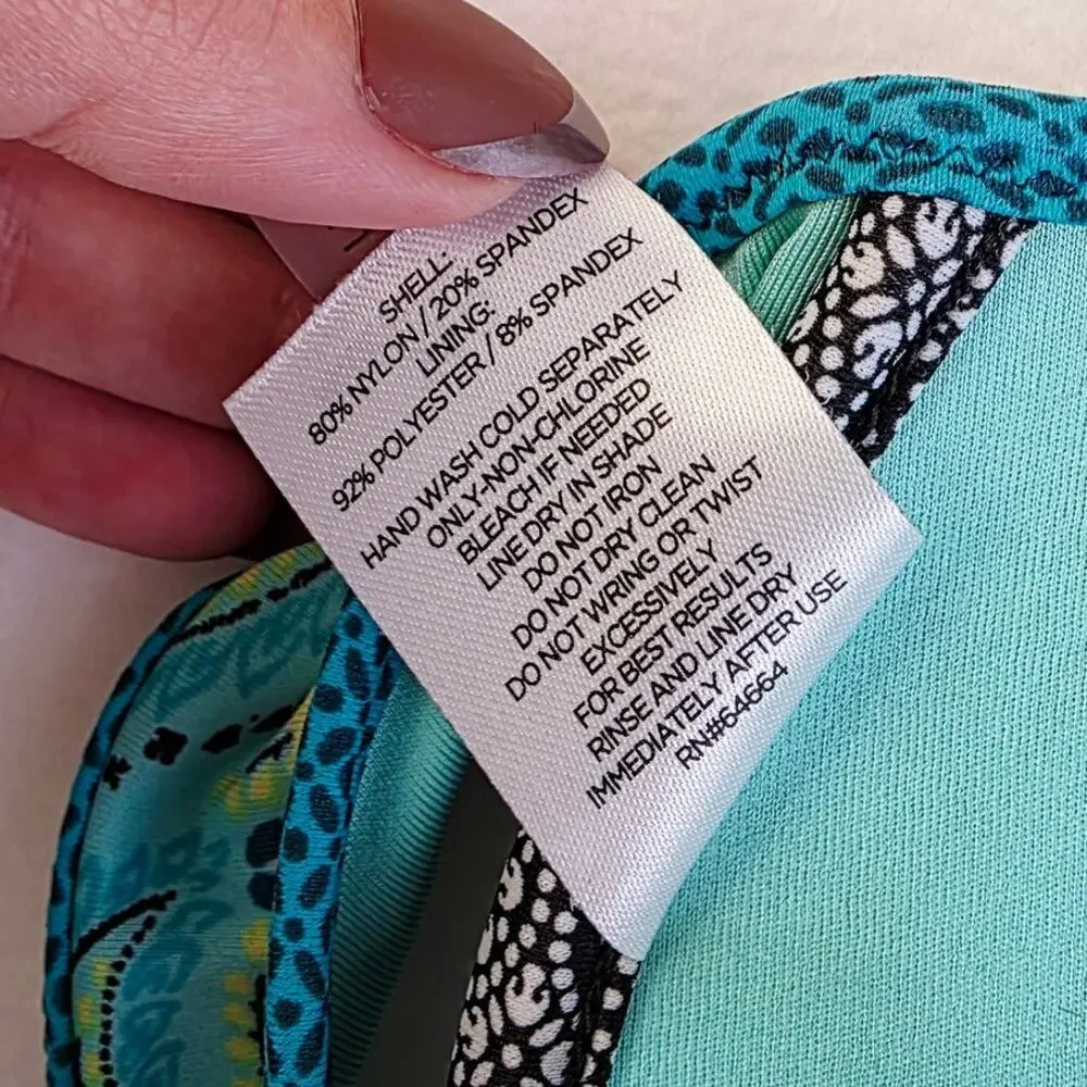 Shade & Shore Padded Bikini Top 34B Teal Paisley Tassel Underwire Boho Swim